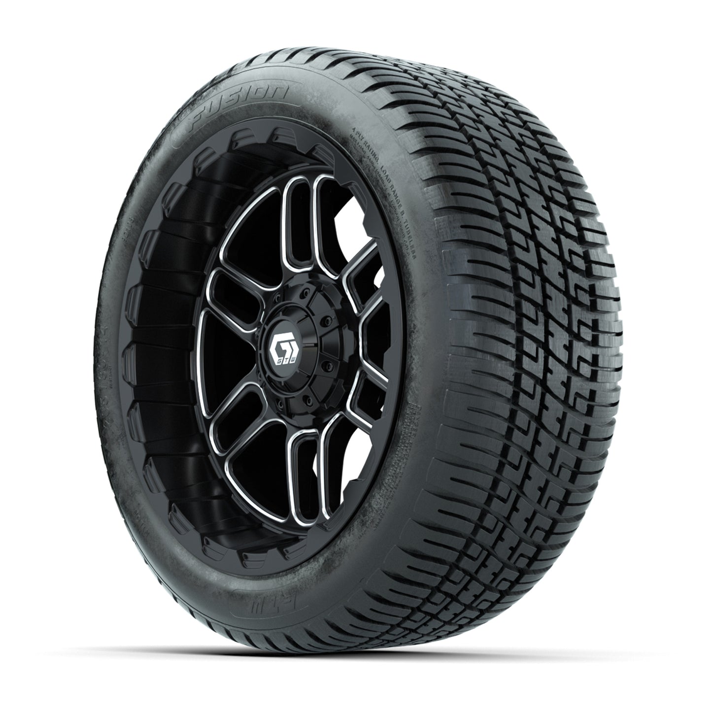 GTW® Titan Black/Machined 14 in Wheels with 205/30-R14 Fusion Street Tires – Full Set