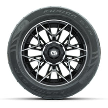 GTW® Stellar Black/Machined 14 in Wheels with 255/45-R14 Fusion GTR Steel Belt Radial Street Tires – Full Set