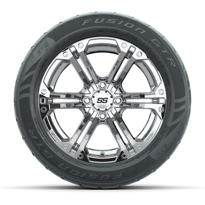 GTW® Specter Chrome 14 in Wheels with 255/45-R14 Fusion GTR Steel Belt Radial Street Tires – Full Set