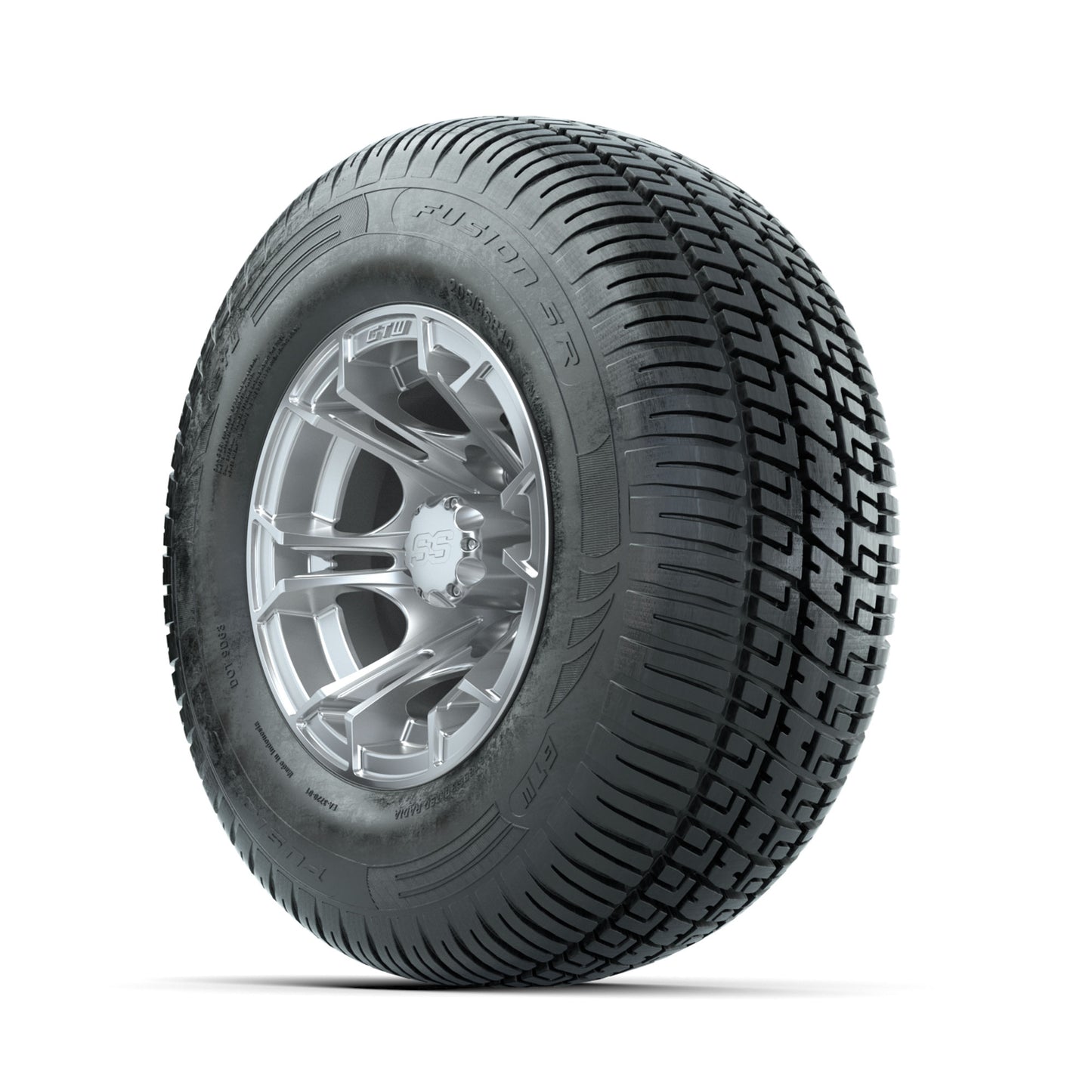 GTW Spyder Silver Brush 10 in Wheels with 205/65-R10 Fusion SR Steel Belted Radial Tires - Full Set