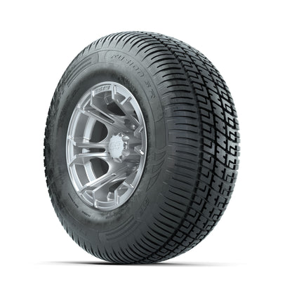GTW Spyder Silver Brush 10 in Wheels with 205/65-R10 Fusion SR Steel Belted Radial Tires - Full Set