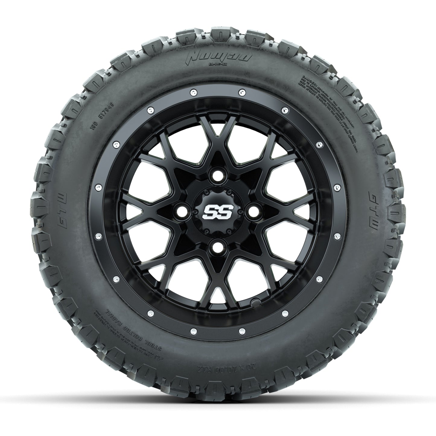 Set of (4) 12 in GTW Vortex Wheels with 20x10-R12 GTW Nomad All-Terrain Tires