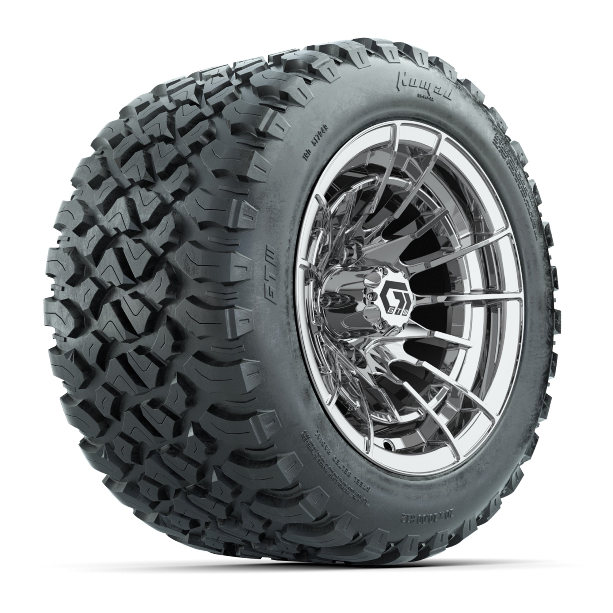 GTW® Boost Chrome 12 in Wheels with 20X10-12 Nomad Steel Belt Radial All-Terrain Tires - Full Set
