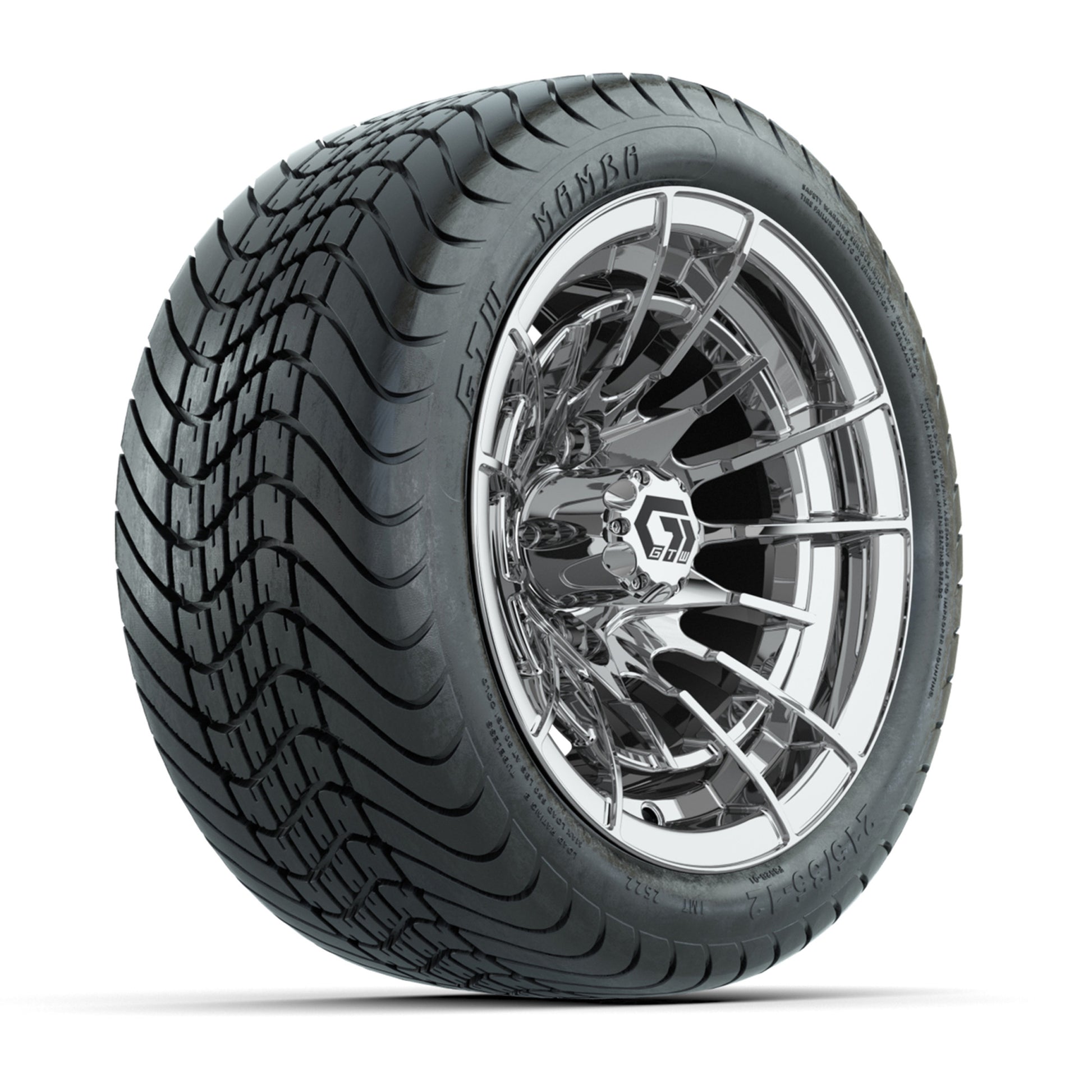 GTW® Boost Chrome 12 in Wheels with 215/35-12 Mamba Street Tires – Full Set