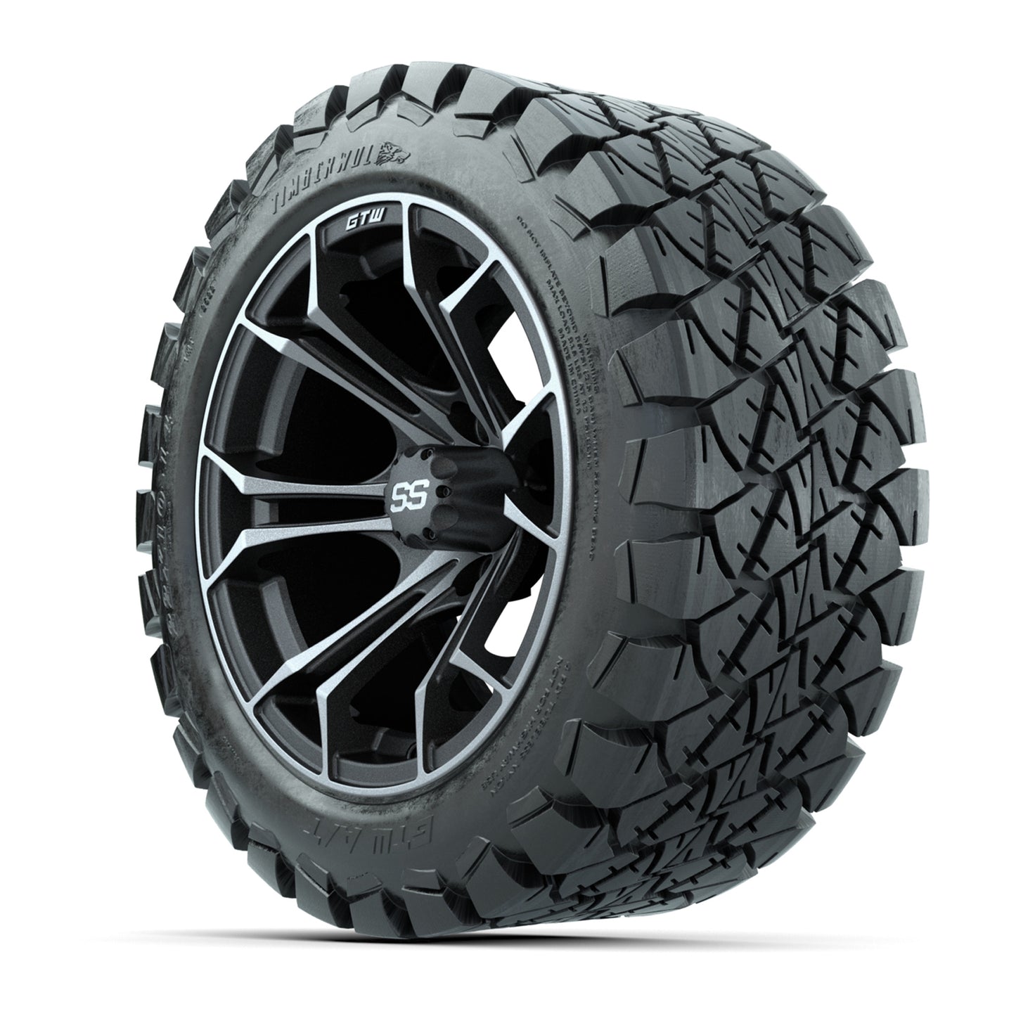 GTW Spyder Matte Grey 14 in Wheels with 22x10-14 GTW Timberwolf All-Terrain Tires – Full Set