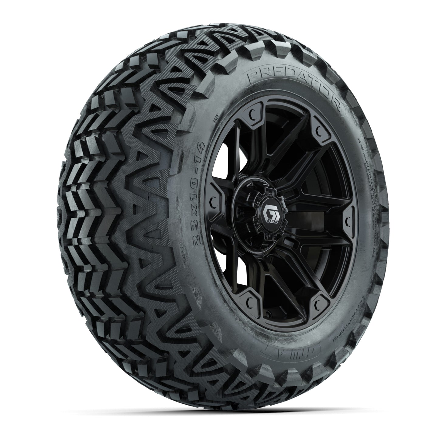 GTW® Graffiti Gloss Black 14 in Wheels with 23x10-14 Predator All-Terrain Tires – Full Set