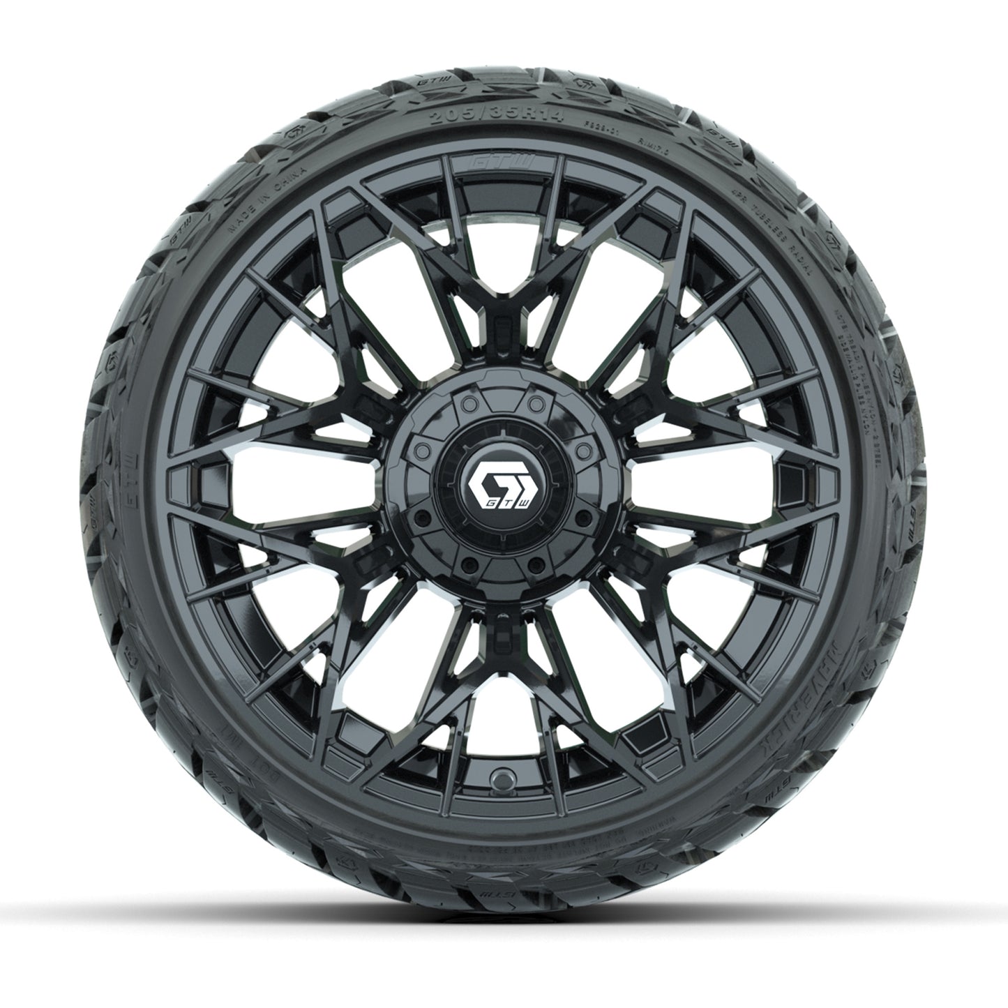 GTW Stellar Black 14 in Wheels with 205/35-R14 Maverick Low-Profile All-Terrain Tires - Full Set