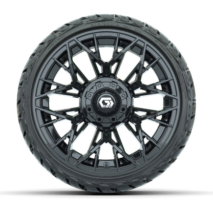 GTW Stellar Black 14 in Wheels with 205/35-R14 Maverick Low-Profile All-Terrain Tires - Full Set