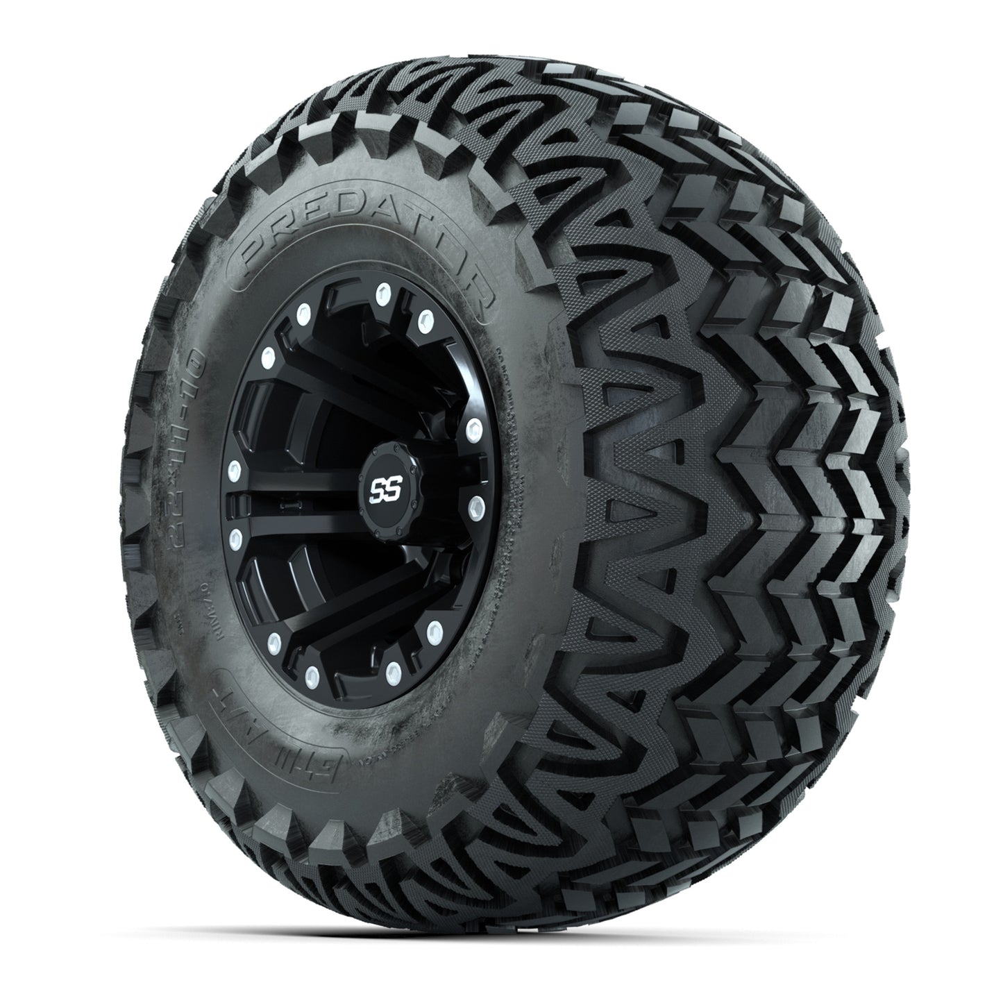 Set of 4 GTW Specter Matte Black Wheels with Predator A-T Tires - 10 Inch