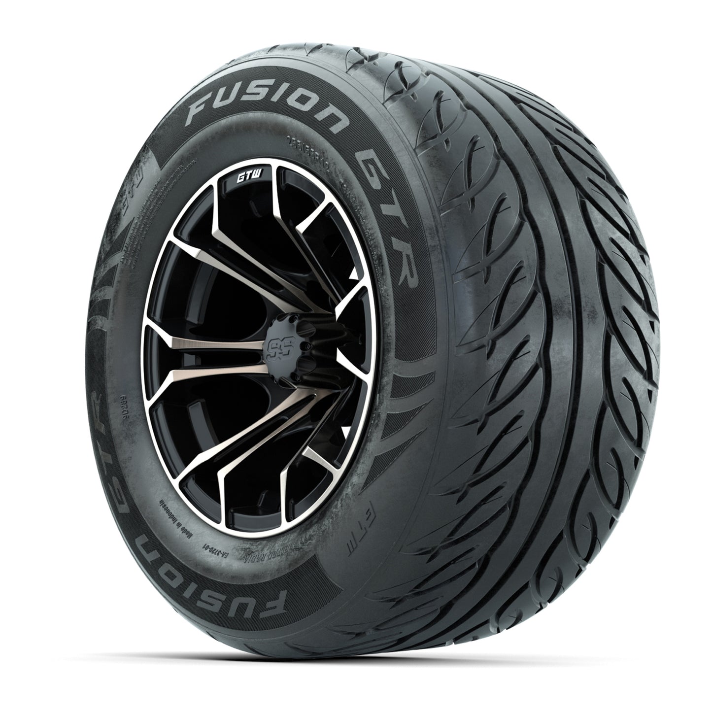 GTW® Spyder Matte Black/Bronze 12 in Wheels with 255/55-R12 Fusion GTR Steel Belt Radial Street Tires – Full Set