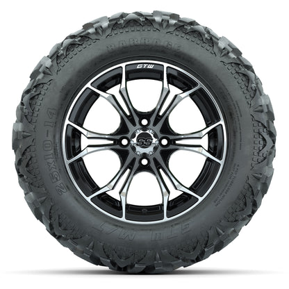 GTW Spyder Black/Machined 14 in Wheels with 25x10-14 Barrage Mud Tires – Full Set