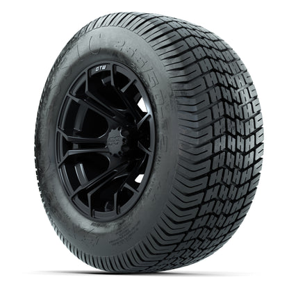 GTW® Spyder Matte Black 12 in Wheels with 255/50-12 Excel Classic Street Tires – Full Set