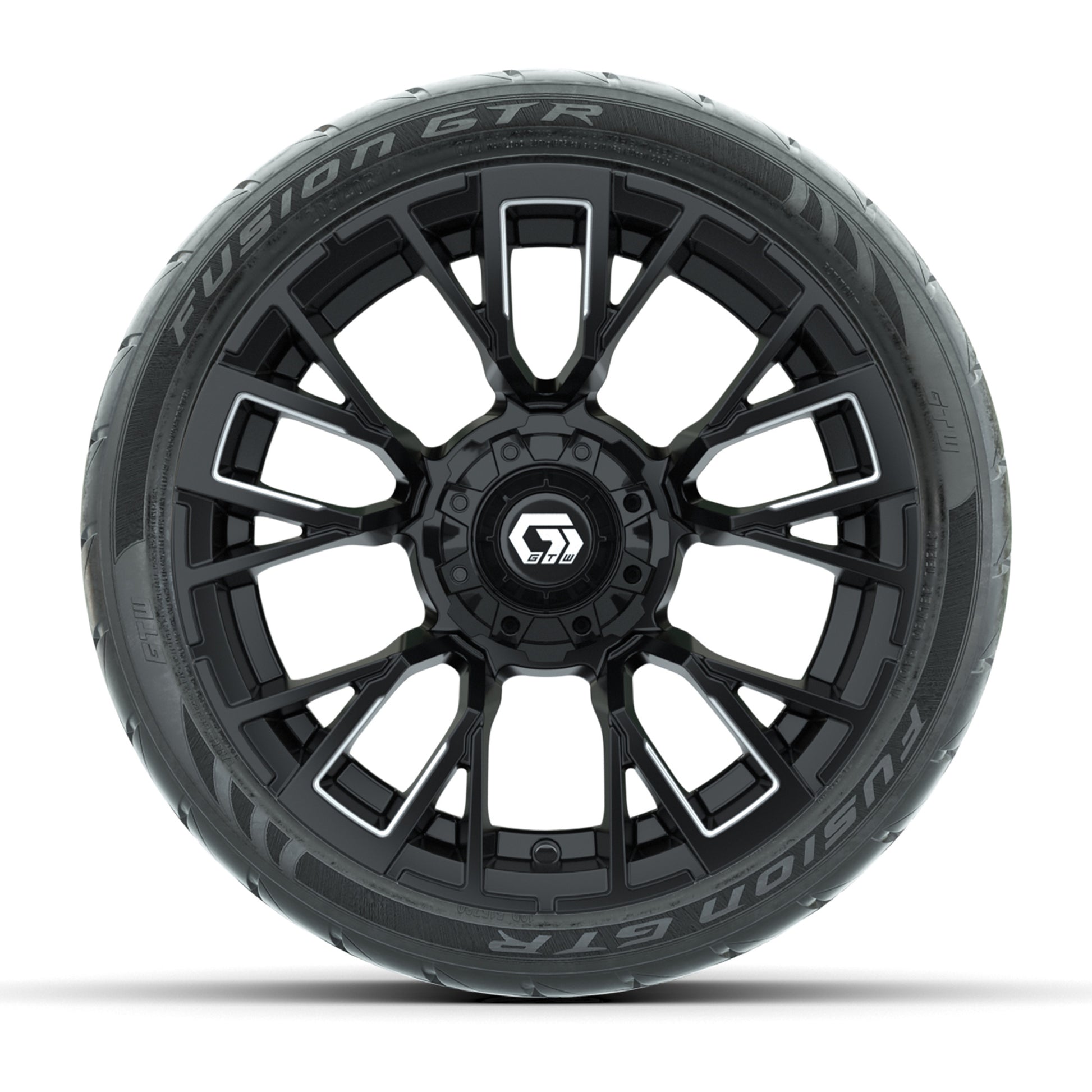 GTW® Vandal Matte Black/Machined 14 in Wheels with 205/40-R14 Fusion GTR Steel Belted Street Tires – Full Set