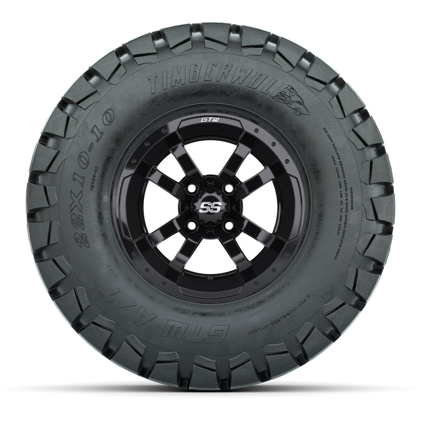 GTW Storm Trooper Black Wheels with 22in Timberwolf Mud Tires - 10 Inch