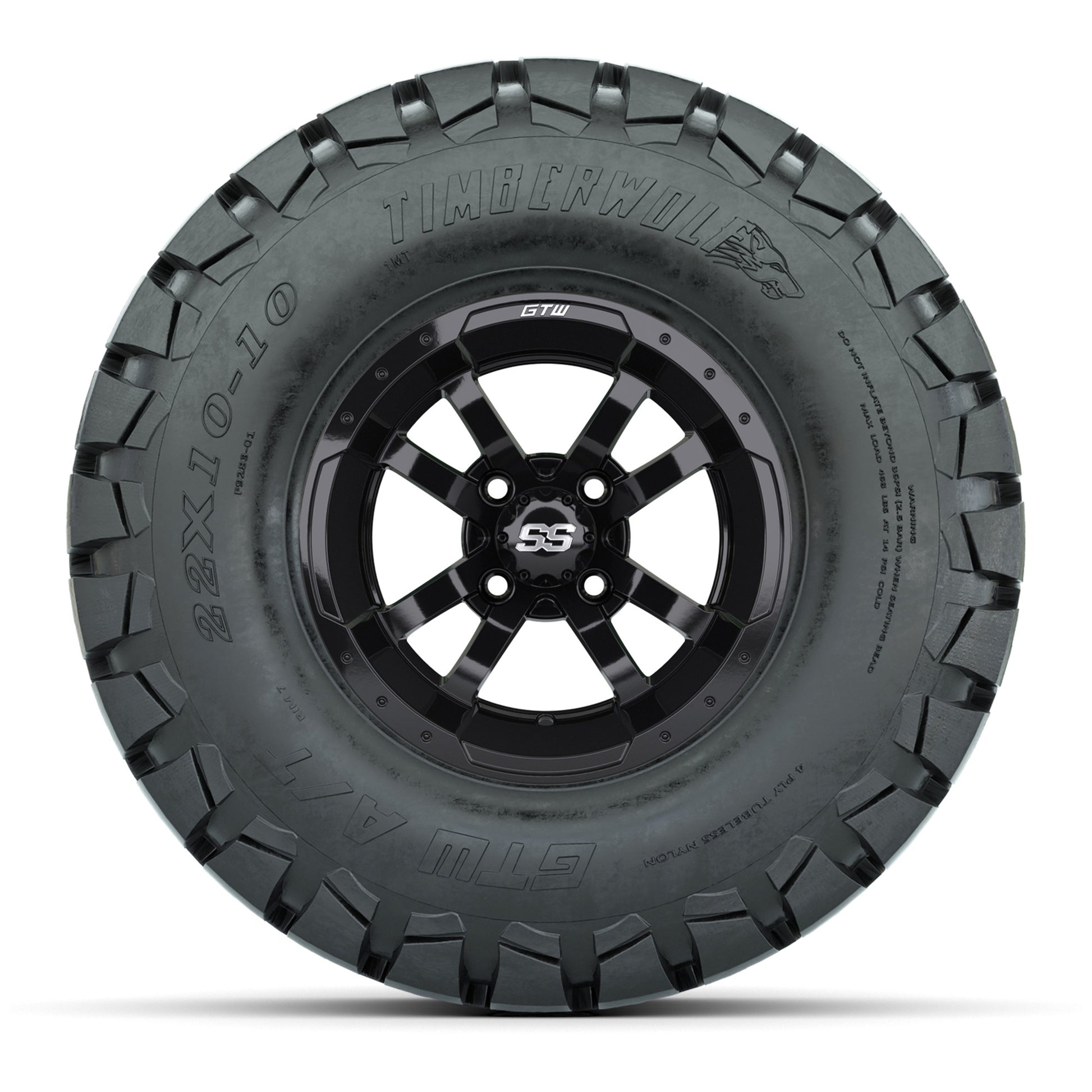 GTW Storm Trooper Black Wheels with 22in Timberwolf Mud Tires - 10 Inch