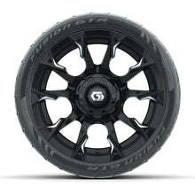 GTW® Diablo Gloss Black/Machined 14 in Wheels with 205/40-R14 Fusion GTR Steel Belted Street Tires – Full Set