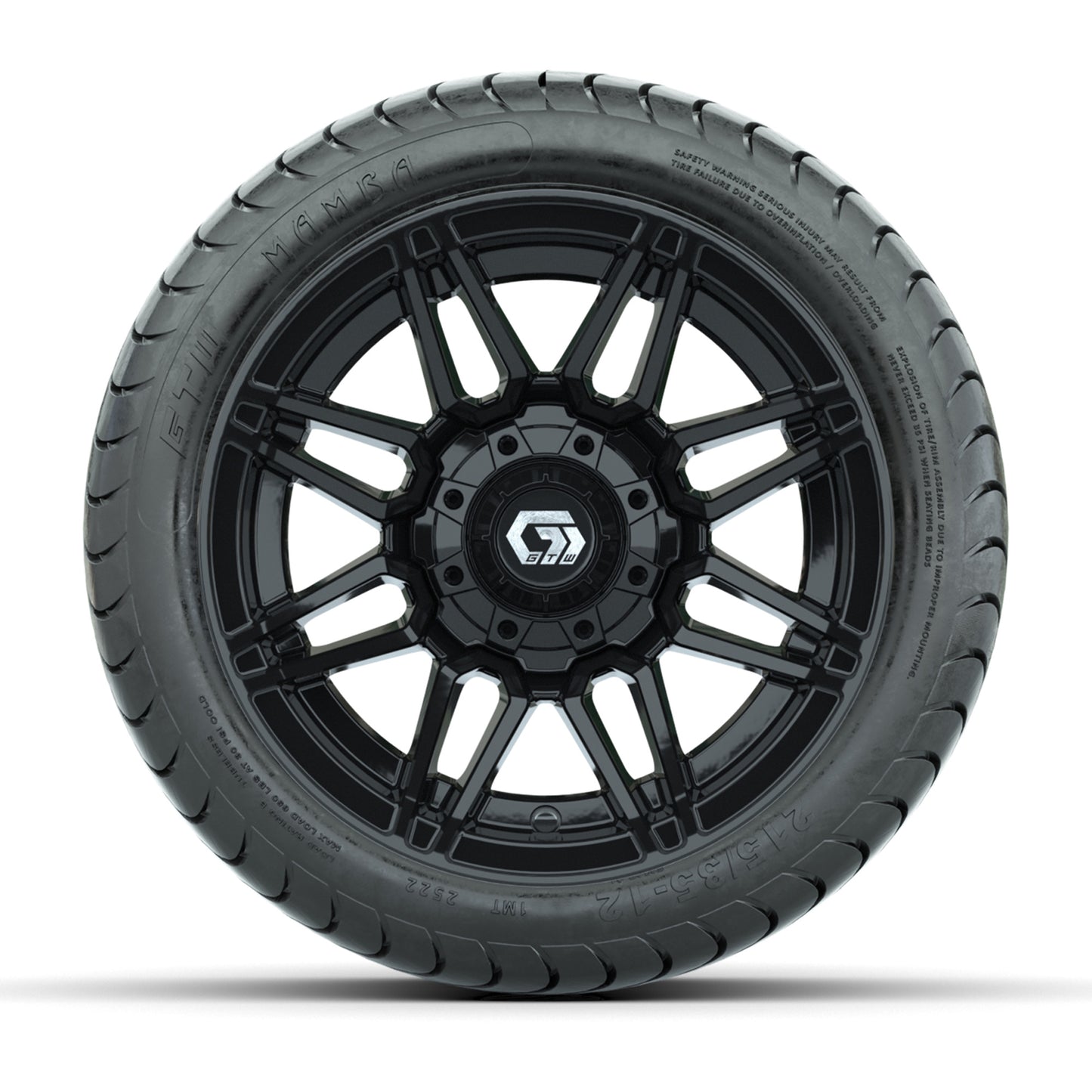 GTW® Stealth Gloss Black 12 in Wheels with 215/35-12 Mamba Street Tires – Full Set