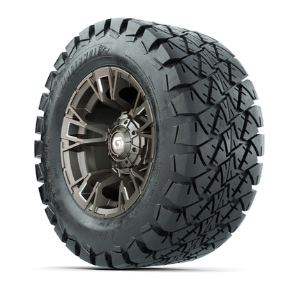 GTW® Vandal Satin Bronze/Machined 12 in Wheels with 22x10-12 Timberwolf All-Terrain Tires – Full Set