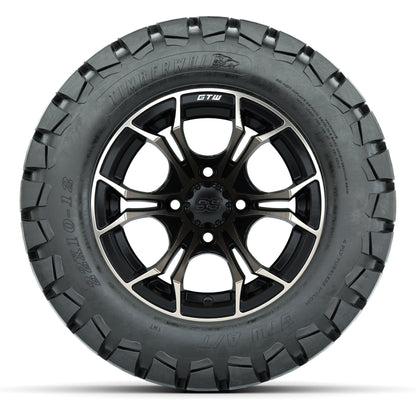 GTW® Spyder Matte Black/Bronze 12 in Wheels with 22X10-12 Timberwolf All-Terrain Tires – Full Set