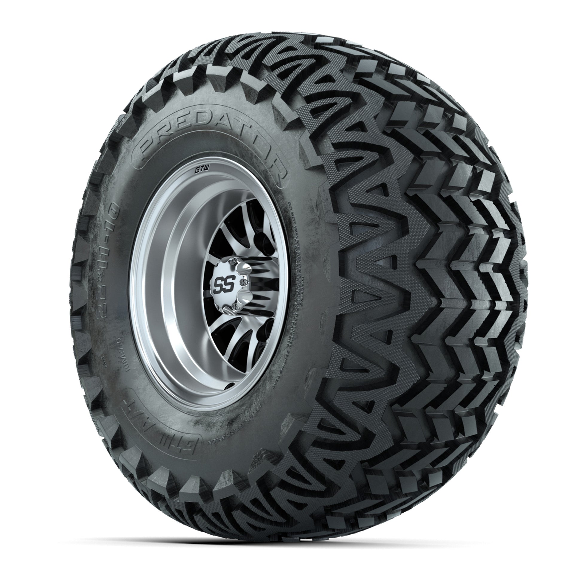 GTW Medusa Black and Machined Wheels with 22in Predator A-T Tires - 10 Inch