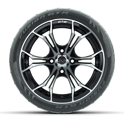 GTW Spyder Machined/Black 14 in Wheels with 205/40-14 Fusion GTR Steel Belted Tires – Full Set