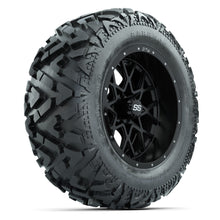 GTW Vortex Matte Black 14 in Wheels with 25x10-14 Barrage Mud Tires – Full Set