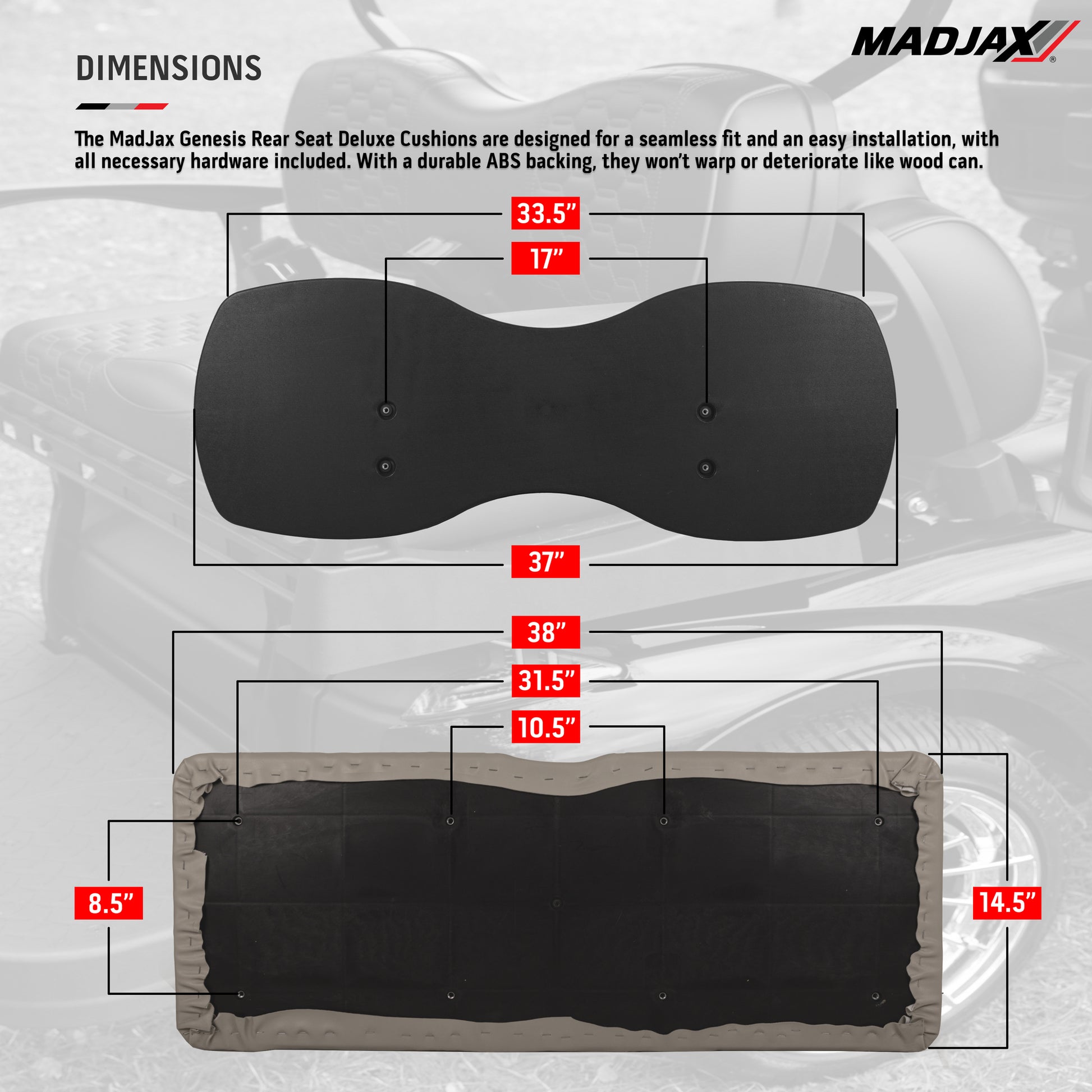 Club Car Precedent MadJax® Genesis 300 Rear Seat with Deluxe Buff Seat Cushions (Years 2004-Up)