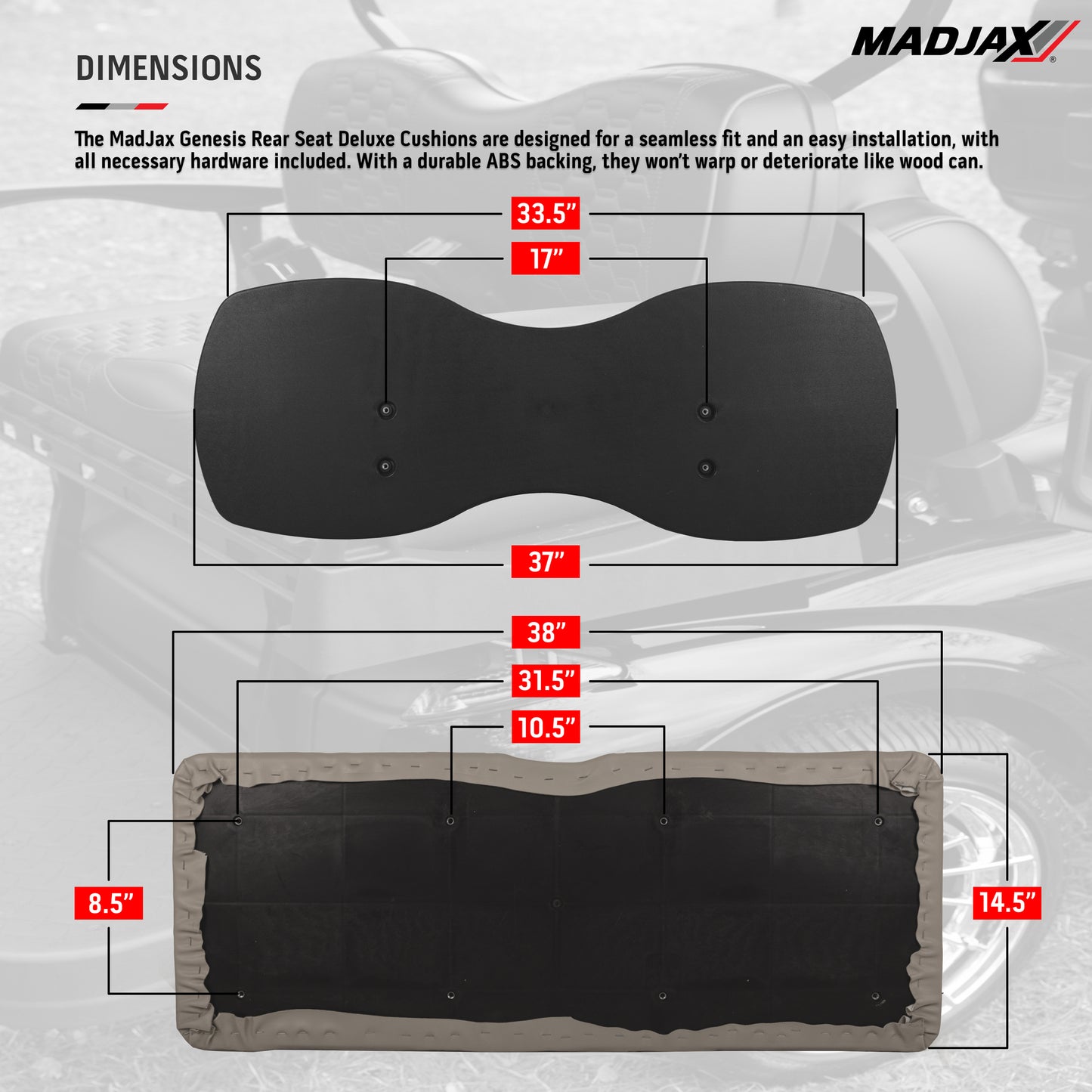 Yamaha Drive2 MadJax® Genesis 300 Rear Seat with Deluxe Grey Seat Cushions (Years 2017-Up)