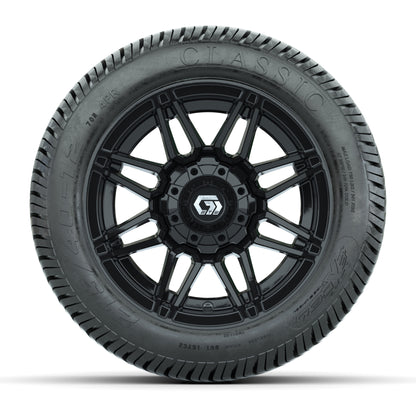 GTW® Stealth Gloss Black 12 in Wheels with 215/40-12 Excel Classic Street Tires – Full Set