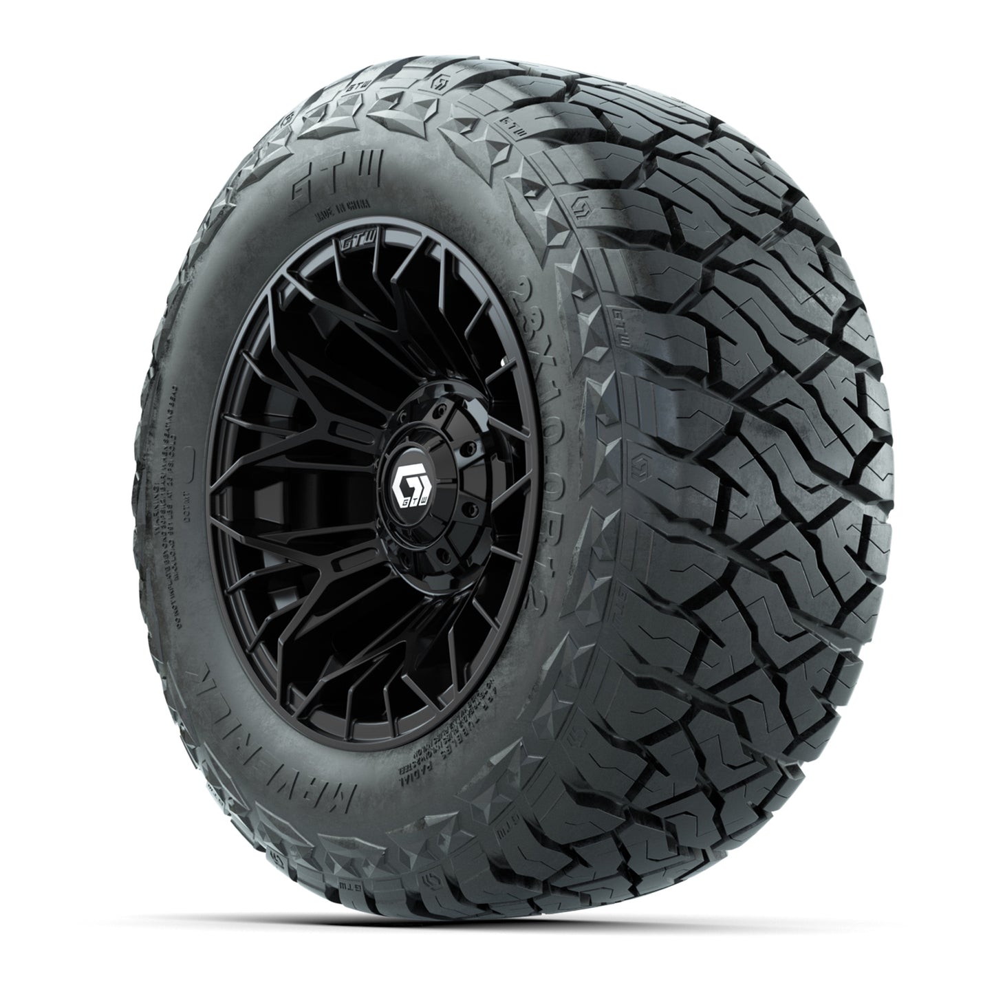 GTW Stellar Matte Black 12 in Wheels with 23x10.00-R12 Maverick All-Terrain Tires - Full Set