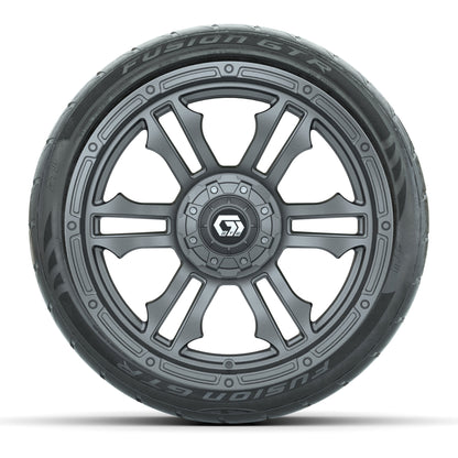 GTW® Shogun Gunmetal 15 in Wheels with 215/40-R15 Fusion GTR Steel Belted Street Tires – Full Set