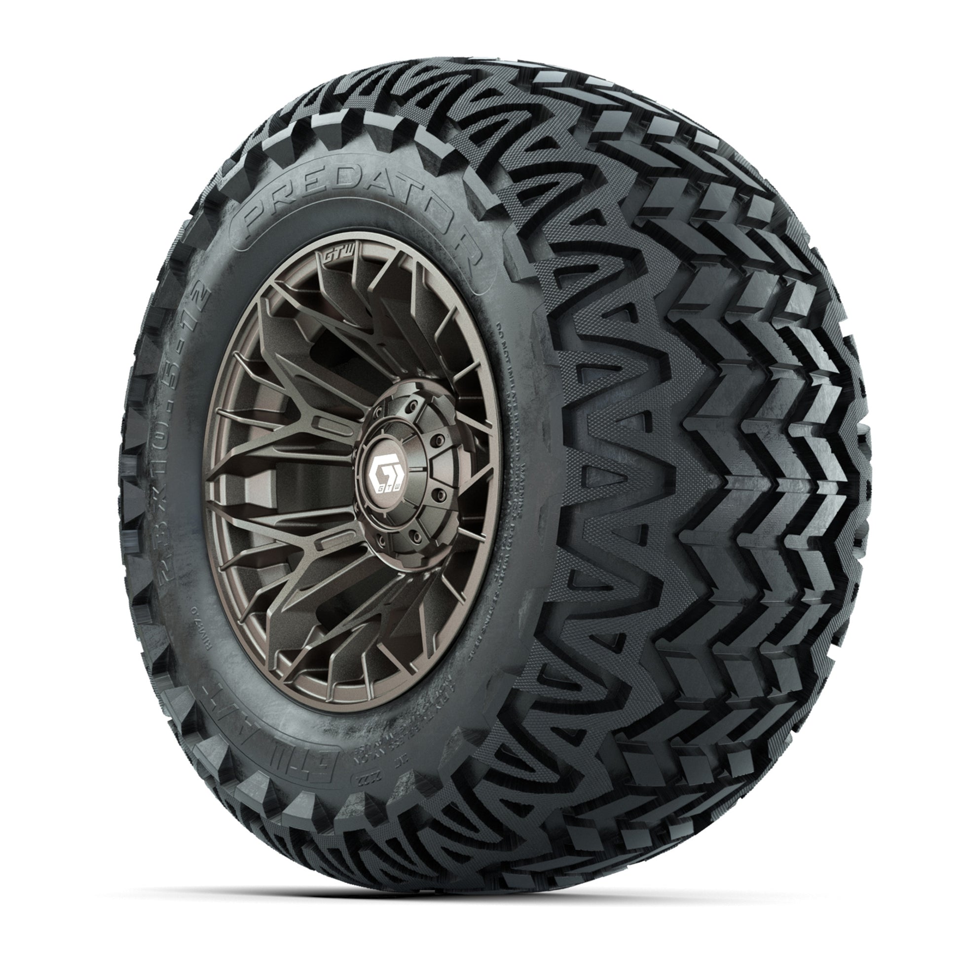 Set of (4) 12 in GTW® Stellar Matte Bronze Wheels with 23x10.5-12 Predator All-Terrain Tires