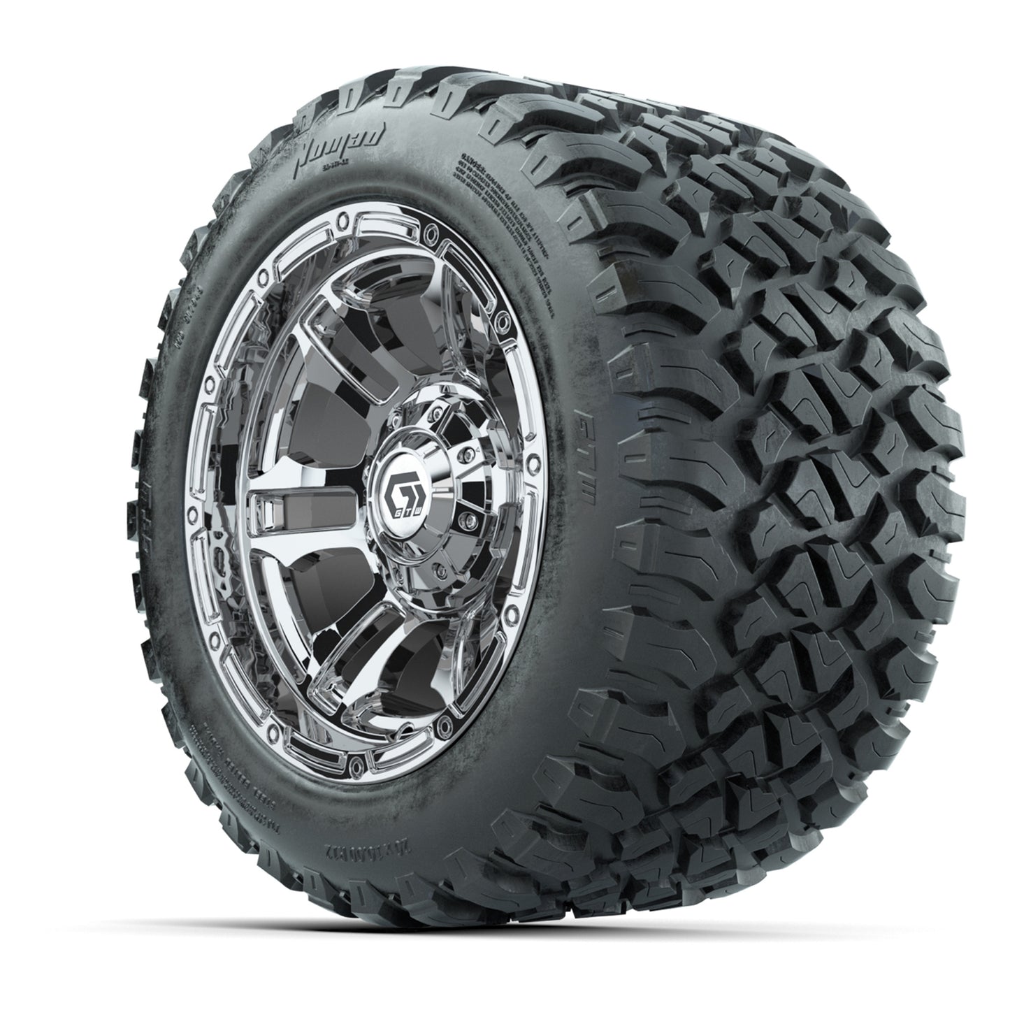 GTW® Shogun Chrome 12 in Wheels with 20X10-12 Nomad Steel Belt Radial All-Terrain Tires – Full Set