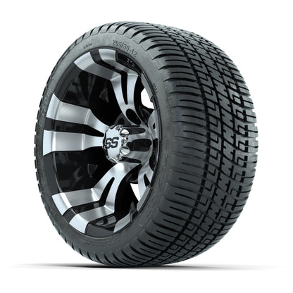 GTW Vampire Black and Machined 12 in Wheels with 18in Fusion Street Tires – Set of 4