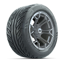 GTW® Spyder Silver Brush 14 in Wheels with 255/45-R14 Fusion GTR Steel Belt Radial Street Tires – Full Set