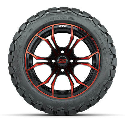 GTW Spyder Red/Black 14 in Wheels with 22x10-14 GTW Timberwolf All-Terrain Tires – Full Set