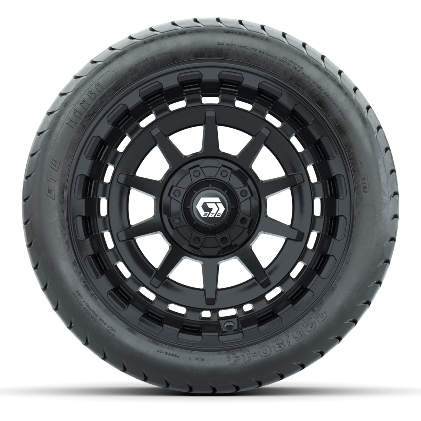 GTW Barricade Black 14 in Wheels with 225/30-14 Mamba Street Tires – Full Set