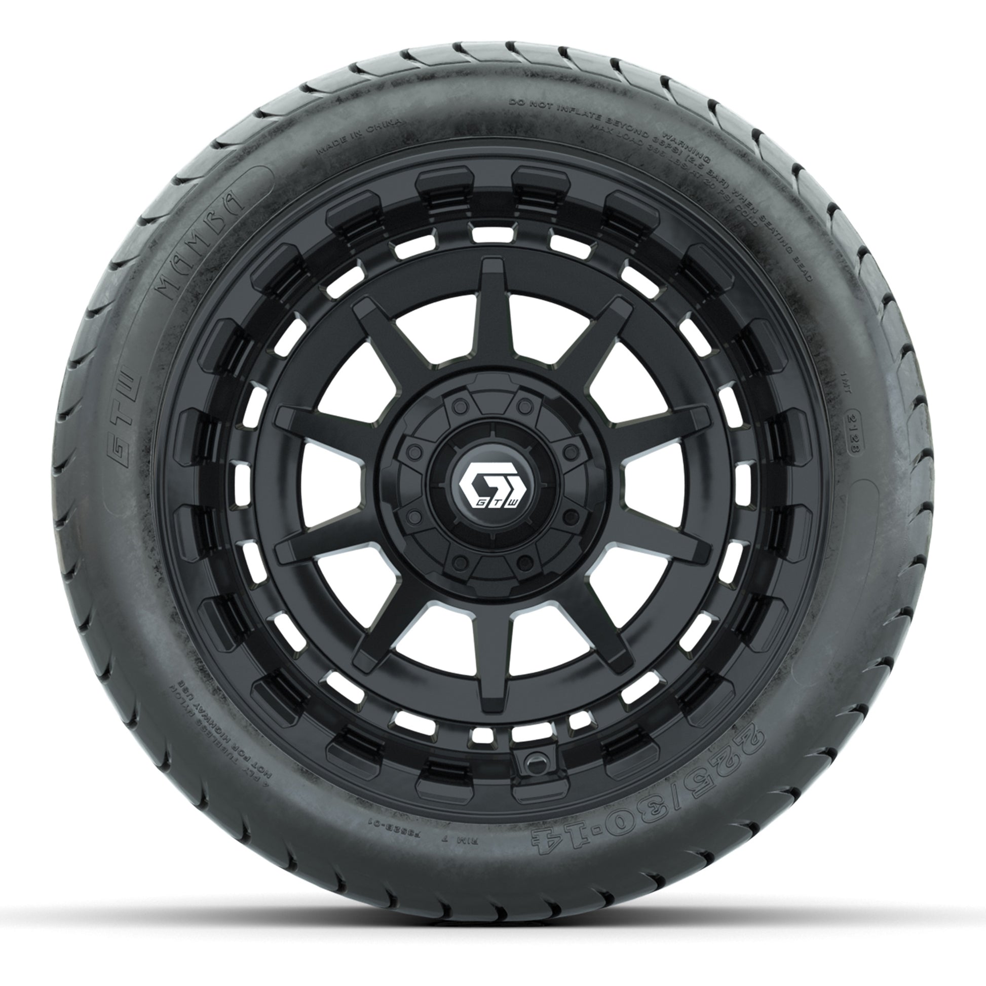 GTW Barricade Black 14 in Wheels with 225/30-14 Mamba Street Tires – Full Set