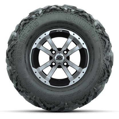 GTW Storm Trooper Black/Machined 10 in Wheels with 20x10-10 Barrage Mud Tires – Full Set
