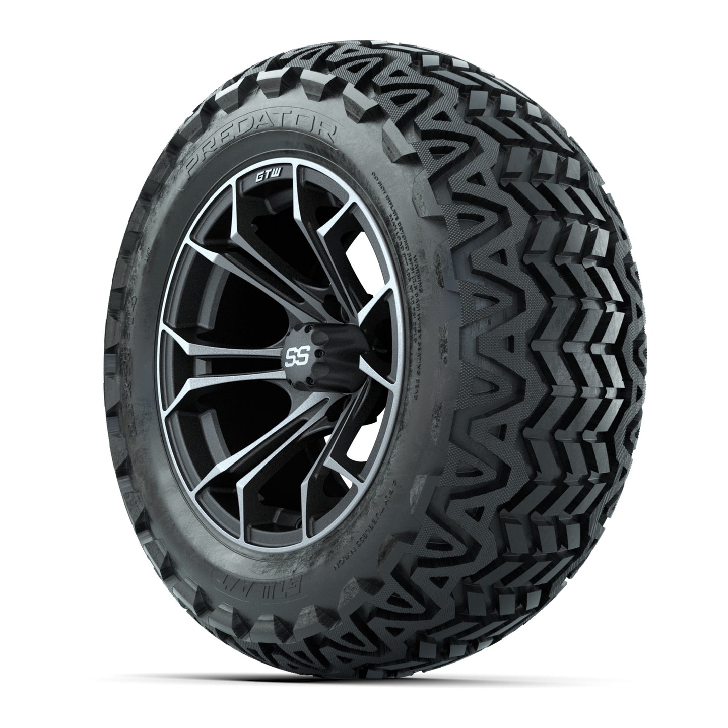 GTW Spyder Matte Grey 14 in Wheels with 23x10-14 GTW Predator All-Terrain Tires – Full Set