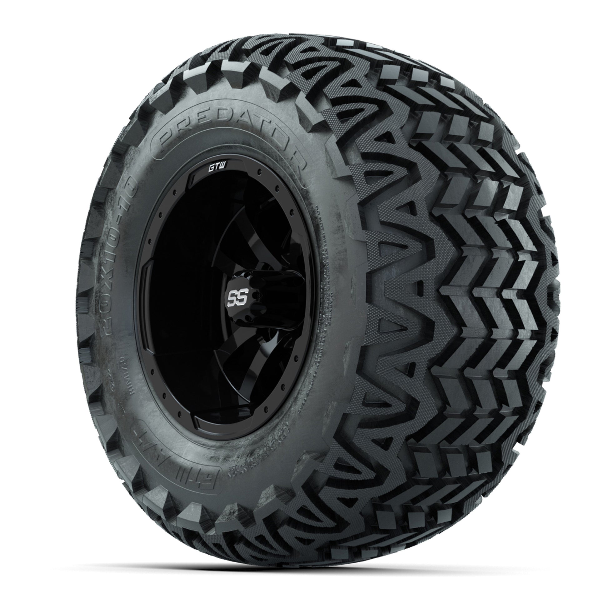 GTW Storm Trooper Black Wheels with 20in Predator A-T Tires - 10 Inch