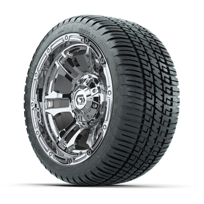 GTW® Shogun Chrome 12 in Wheels with 205/30-12 Fusion Street Tires – Full Set