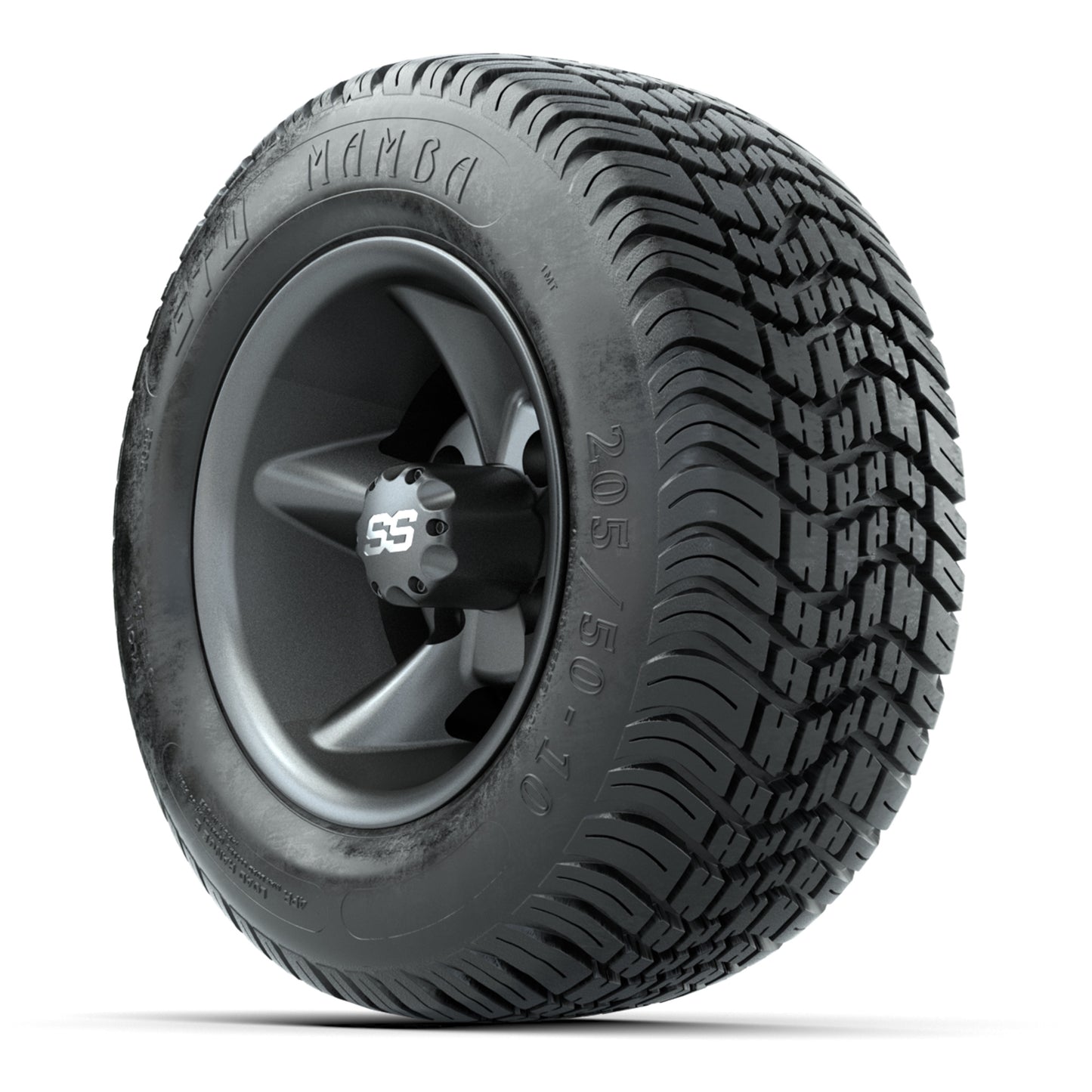 GTW Godfather Matte Gray 10 in Wheels with 205/50-10 Mamba Street Tires – Full Set