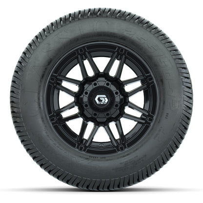 GTW® Stealth Gloss Black 12 in Wheels with 255/50-12 Excel Classic Street Tires – Full Set