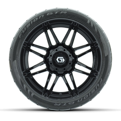 GTW® Stealth Gloss Black 14 in Wheels with 205/40-R14 Fusion GTR Steel Belted Street Tires – Full Set