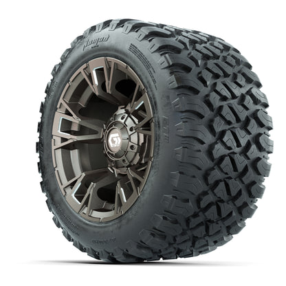 GTW® Vandal Bronze/Machined 12 in Wheels with 20X10-12 Nomad Steel Belt Radial All-Terrain Tires – Full Set