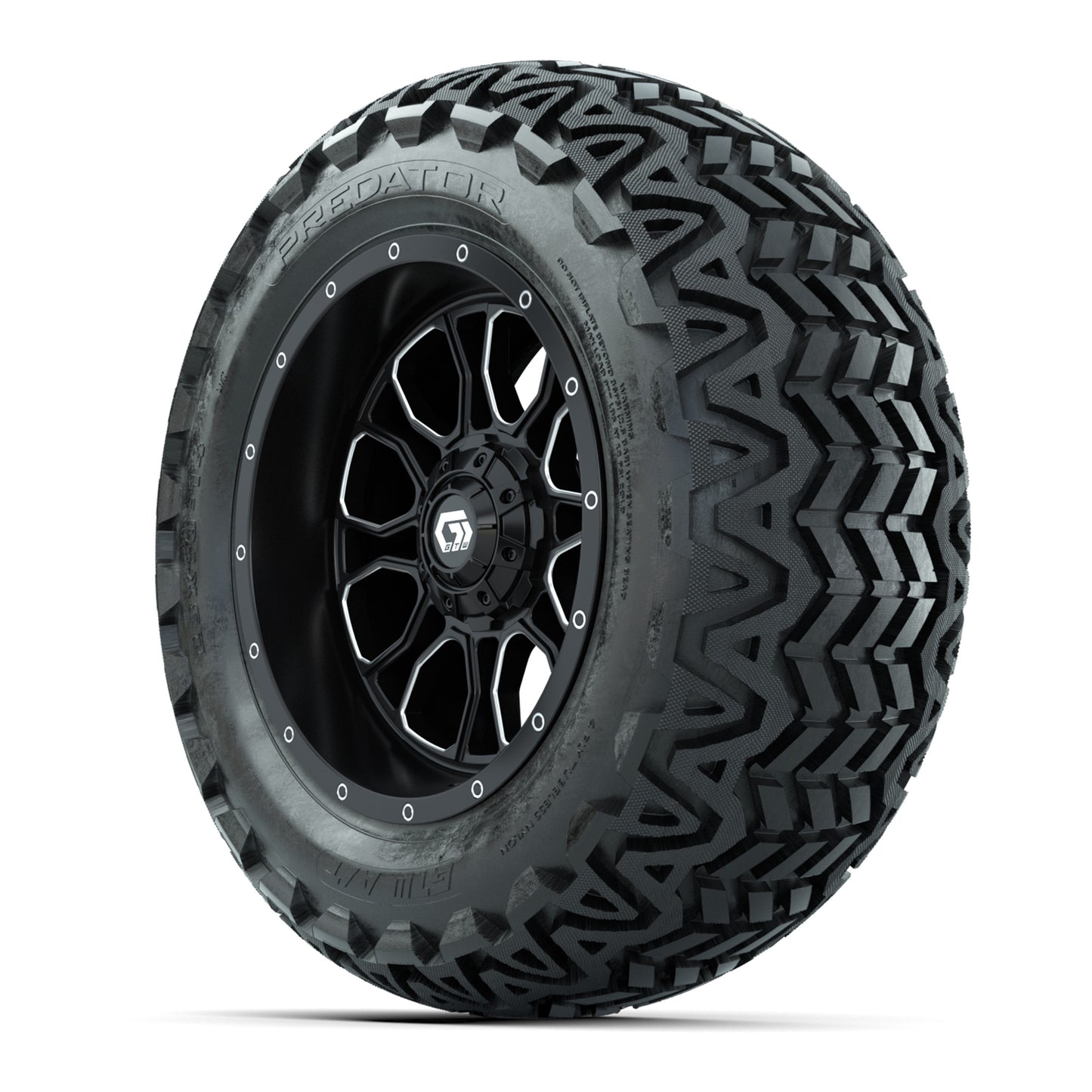 Set of (4) 14 in GTW® Volt Machined & Black Wheels with 23x10-14 Predator All-Terrain Tires