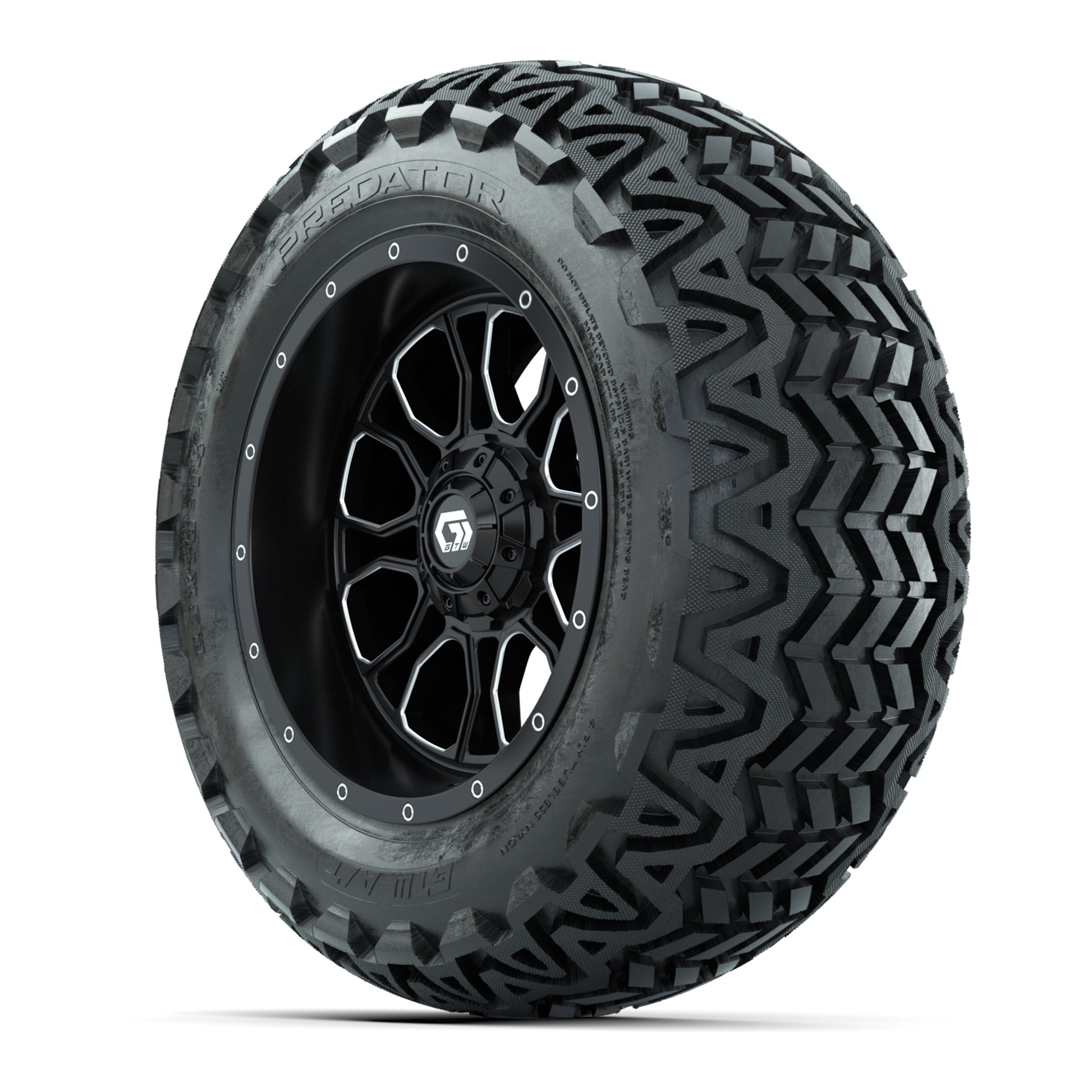 Set of (4) 14 in GTW® Volt Machined & Black Wheels with 23x10-14 Predator All-Terrain Tires