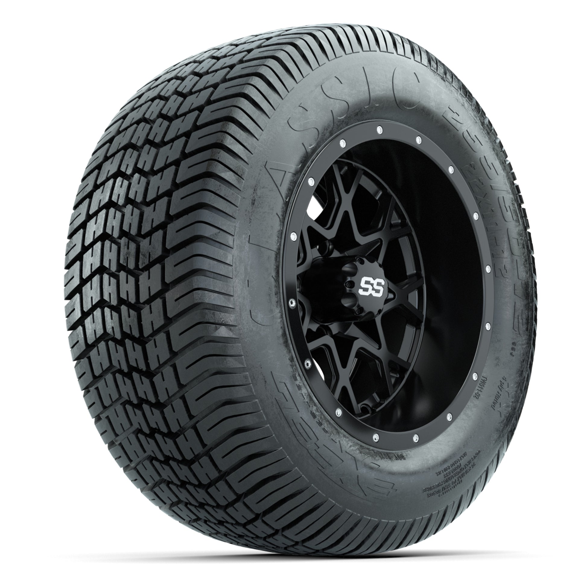 GTW® Vortex 2 Matte Black 12 in Wheels with 255/50-12 Excel Classic Street Tires – Full Set
