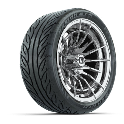 GTW® Boost Chrome 14 in Wheels with 205/40-R14 Fusion GTR Steel Belted Street Tires – Full Set
